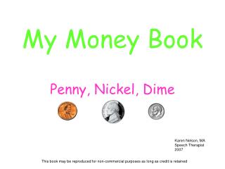 My Money Book Penny, Nickel, Dime