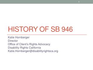 History of SB 946