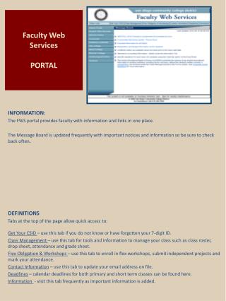 Faculty Web Services PORTAL