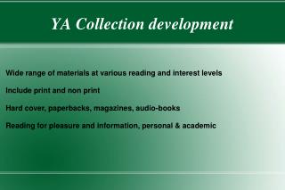 YA Collection development