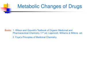 Metabolic Changes of Drugs