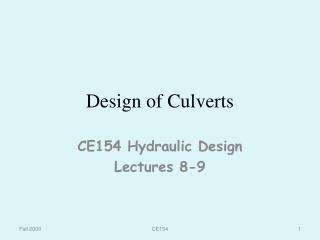 Design of Culverts