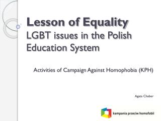Lesson of Equality LGBT issues in the Polish Education System