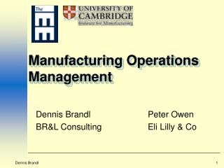 Manufacturing Operations Management