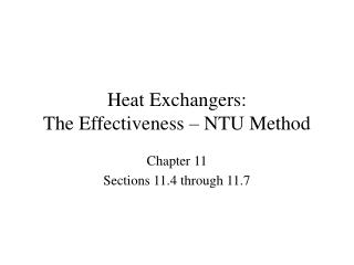 Heat Exchangers: The Effectiveness – NTU Method