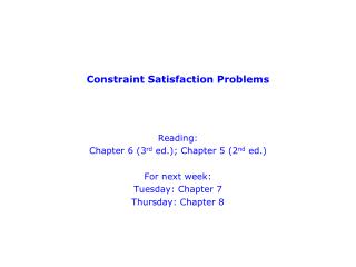 Constraint Satisfaction Problems