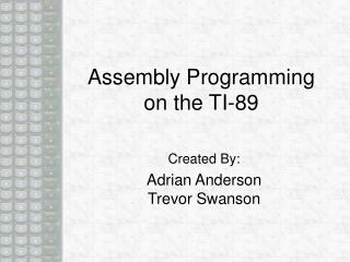 Assembly Programming on the TI-89