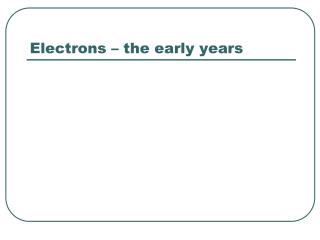 Electrons – the early years