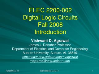 ELEC 2200-002 Digital Logic Circuits Fall 2008 Introduction