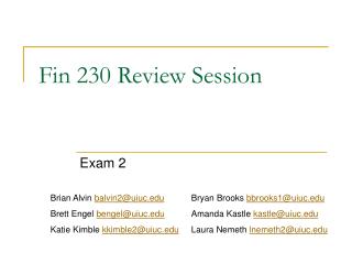 Fin 230 Review Session