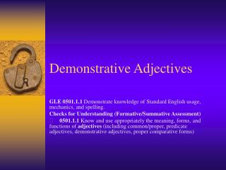 Demonstrative Adjectives