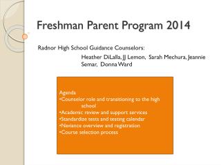 Freshman Parent Program 2014