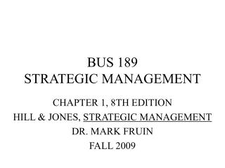 BUS 189 STRATEGIC MANAGEMENT