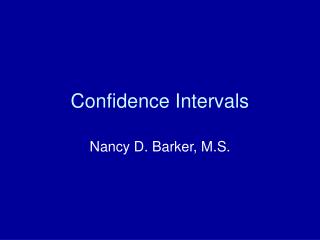 Confidence Intervals