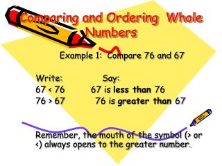 Comparing and Ordering Whole Numbers