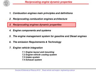 Combustion engines main principles and definitions Reciprocating combustion engines architecture