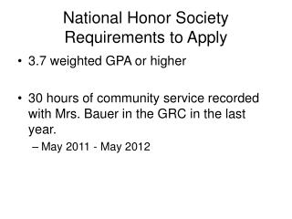 National Honor Society Requirements to Apply