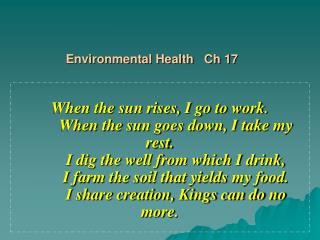 Environmental Health Ch 17