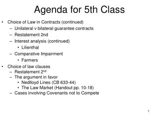 Agenda for 5th Class