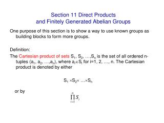 Section 11 Direct Products and Finitely Generated Abelian Groups