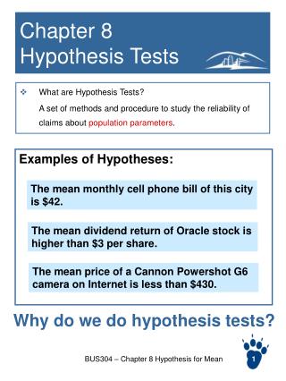 Chapter 8 Hypothesis Tests