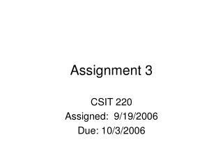 Assignment 3