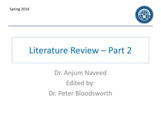 Literature Review – Part 2