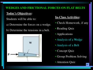 WEDGES AND FRICTIONAL FORCES ON FLAT BELTS
