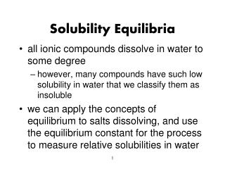 Solubility Equilibria