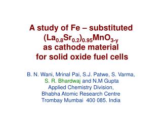 A study of Fe – substituted (La 0.8 Sr 0.2 ) 0.95 MnO 3-y as cathode material