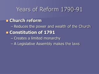 Years of Reform 1790-91