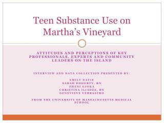 Teen Substance Use on Martha’s Vineyard