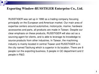Exporting Window-RUSSTIGER Enterprise Co., Ltd.
