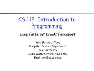 CS 112 Introduction to Programming