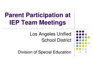 Parent Participation at IEP Team Meetings