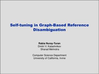 Self-tuning in Graph-Based Reference Disambiguation