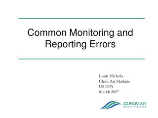 Common Monitoring and Reporting Errors