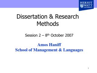 Dissertation &amp; Research Methods