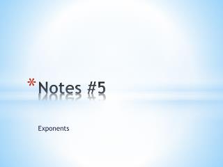 Notes #5