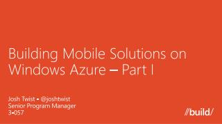 Building Mobile Solutions on Windows Azure – Part I