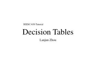 Decision Tables