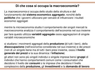 Di che cosa si occupa la macroeconomia?