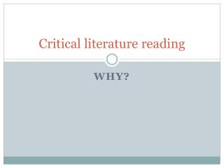 Critical literature reading