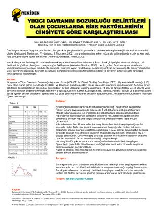 Doç. Dr. Kültegin Ögel 1 , Uzm. Psk. Ceyda Yılmazçetin Eke 2 , Psk. Dan. Sevil Taner 2