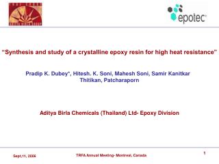 “Synthesis and study of a crystalline epoxy resin for high heat resistance”
