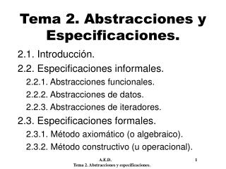 Tema 2. Abstracciones y Especificaciones.