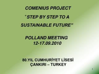 COMENIUS PROJECT “ STEP BY STEP TO A SUSTAINABLE FUTURE” POLLAND MEETING