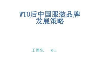 WTO 后中国服装品牌 发展策略