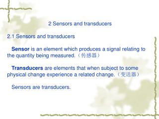 2 Sensors and transducers 2.1 Sensors and transducers