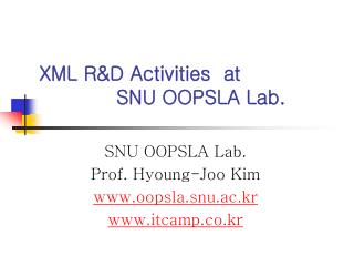 XML R&amp;D Activities at SNU OOPSLA Lab.